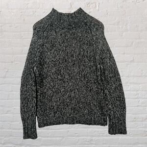 Express Women's Black Silver Metallic Marled Mock Neck Sweater Large